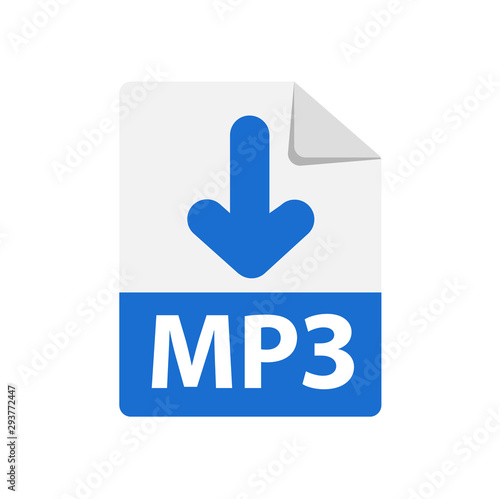 Vector blue icon MP3. File format extensions icon. flat design style.