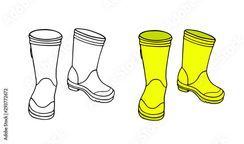 Rubber boots icon of vector illustration. Hand drawn Rubber boots