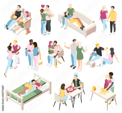 Different Couples Isometric Icons