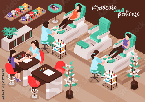 Nail Salon Isometric Background