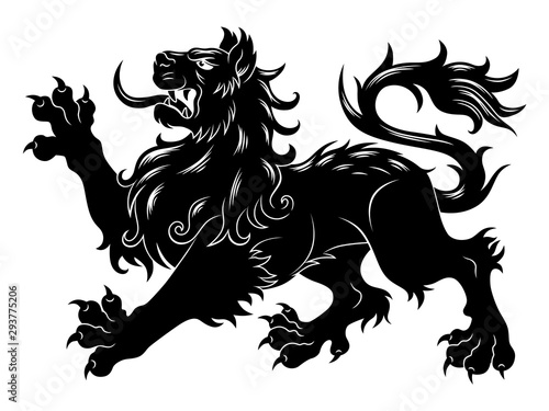 Heraldic passant lion