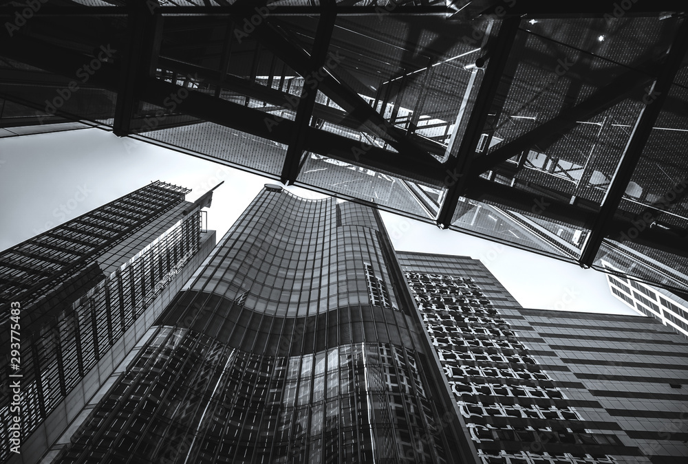 Fototapeta premium Hong Kong Commercial Building Close Up; Black and White style