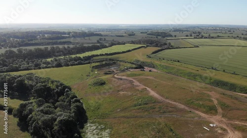 Aerial View Of Old Capped Landfill Tip In Northamptonshire Countryside Aerial photo