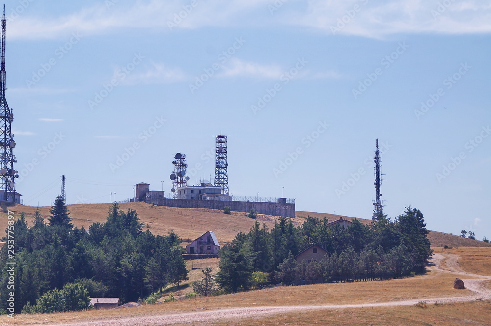 Telecommunication antennas on the top of Monte Martano, Umbria, Italy Telecommunication antennas on the top of Monte Martano, Umbria, Italy