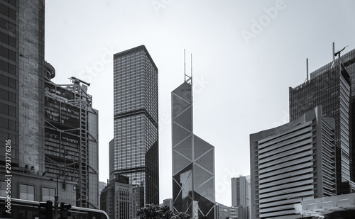 Hong Kong Commercial Building Close Up  Black and White style