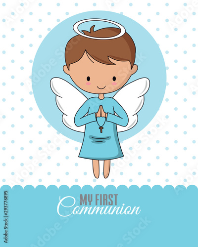 Angel praying Communion or baptism card