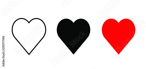 Heart icon. Social nets like red heart web buttons isolated on white background. Valentines Day. Vector illustaration.