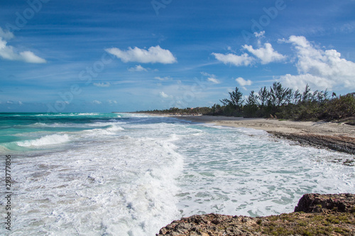 Panoramic view over the almost empty beach of Varadero.