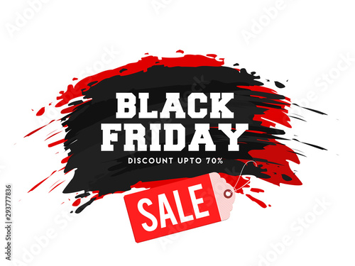 Black Friday Sale text with 70% discount offer on brush stroke background for Advertising banner or poster design.
