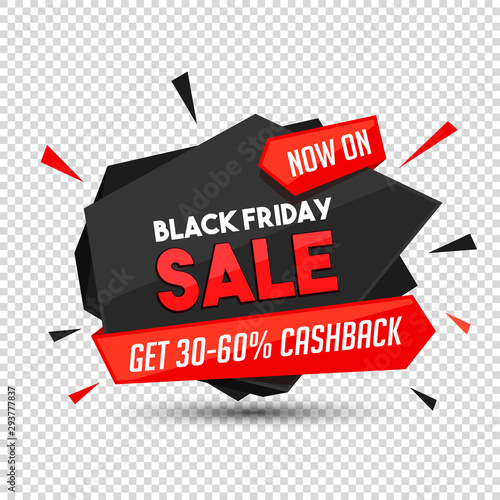 Get 30-60% cashback offer on Black Friday sale with abstract elements on png background.
