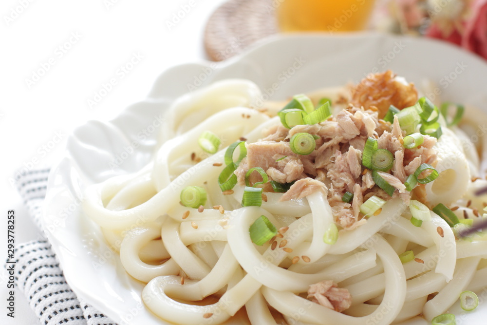 Japanese food, chikuwa fish cake mixed with Udon noodles Japanese food, chikuwa fish cake mixed with Udon noodles