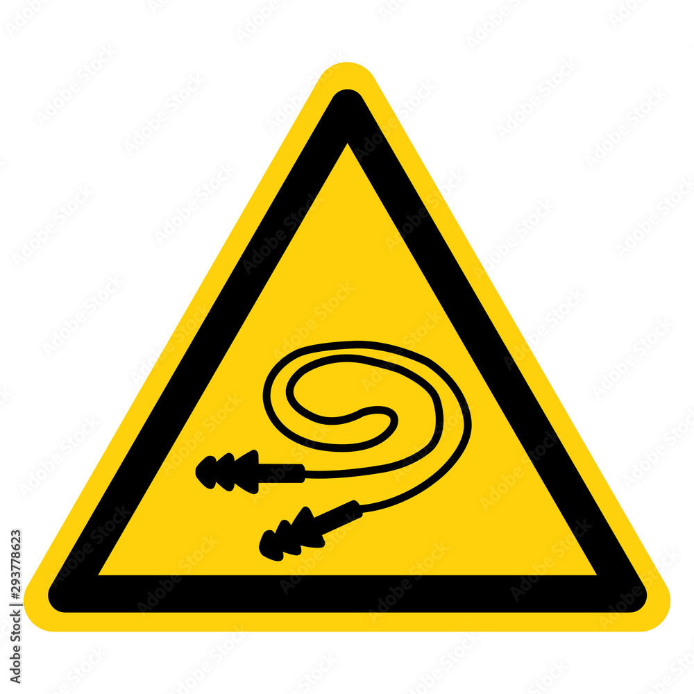 Warning Wear Earplugs Symbol Sign,Vector Illustration, Isolated On White Background Label. EPS10