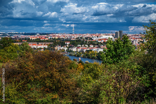 Prague city, autumn panorama.