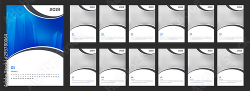 Wall calendar design for 2019 with space for your image.