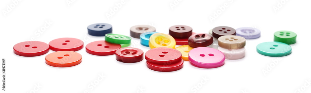 Colorful sewing buttons isolated on white background Colorful sewing buttons isolated on white background