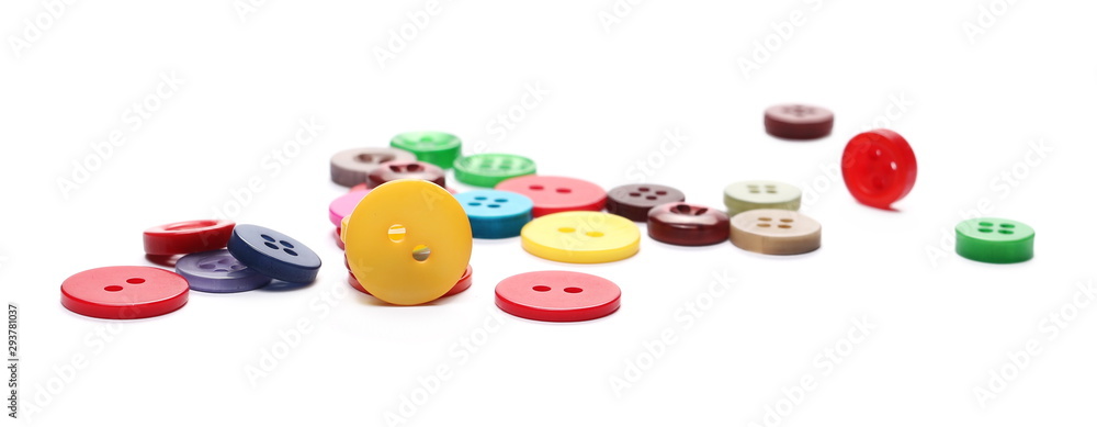 Colorful sewing buttons isolated on white background