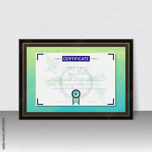 Certificate or diploma template design in frame.