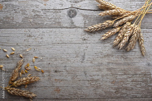 Wheats on wooden background