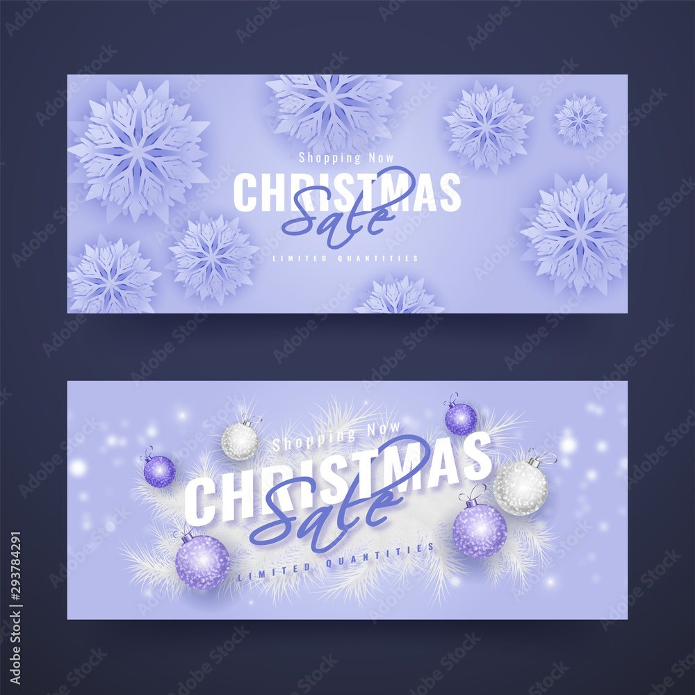 Beautiful Christmas sale banners. Winter background.