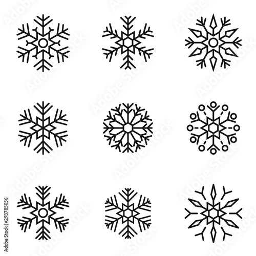 Set of snowflakes icons. Graphic illustration.