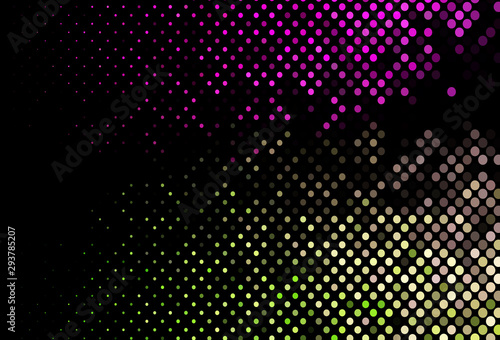 Dark Pink  Green vector background with bubbles.