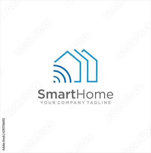Smart House Logo Design Template. Smart Real Estate Logo icon flat design. Smart Home Logo Design.