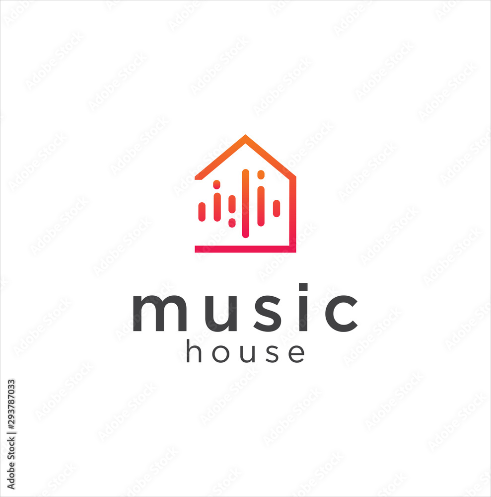 Music House Logo Design Vector Stock. equaliser home logo Design Illustration Music House Logo Design Vector Stock. equaliser home logo Design Illustration