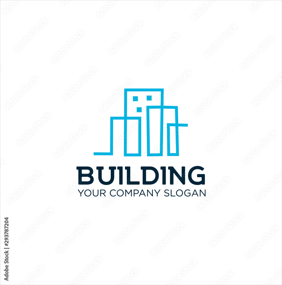 building logo Line template. Abstract real estate Logo vector design. Cityscape logotype 