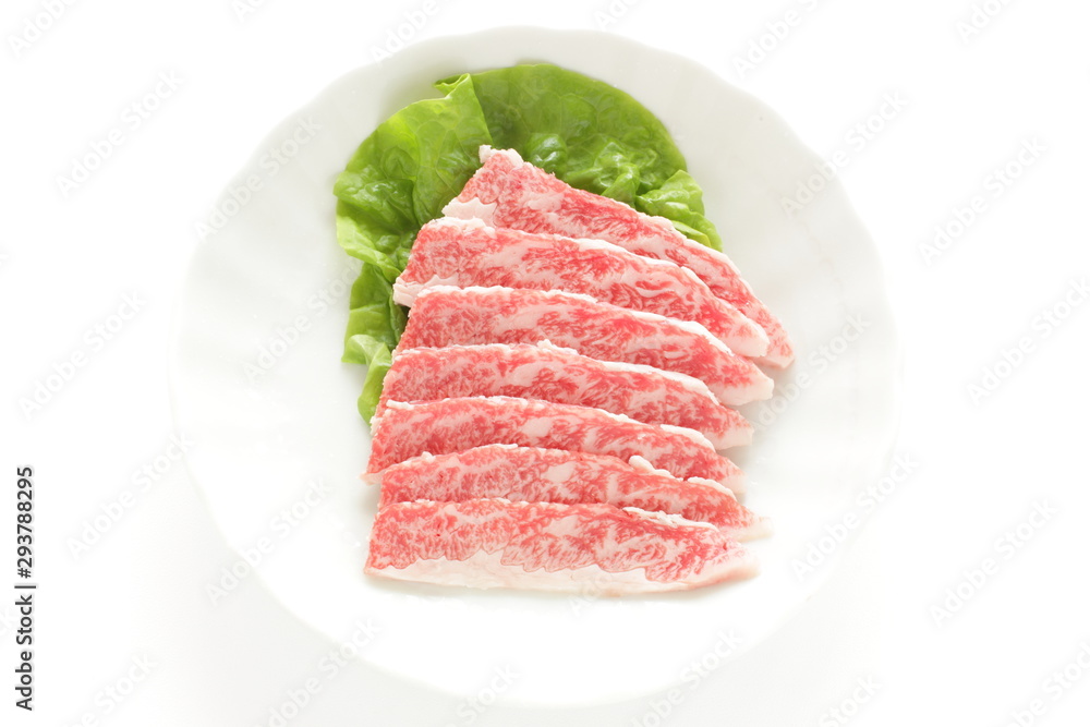 Freshness Japanese marble beef Wagyu on dish for freshness ingredient Freshness Japanese marble beef Wagyu on dish for freshness ingredient