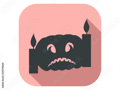 Pumpkin and candles flat icon with long shadow. Halloween, October 31st. Vector illustration