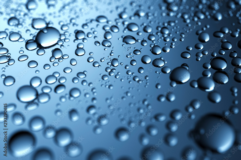 Close up Water droplets on a translucent black glass background with gradient Close up Water droplets on a translucent black glass background with gradient