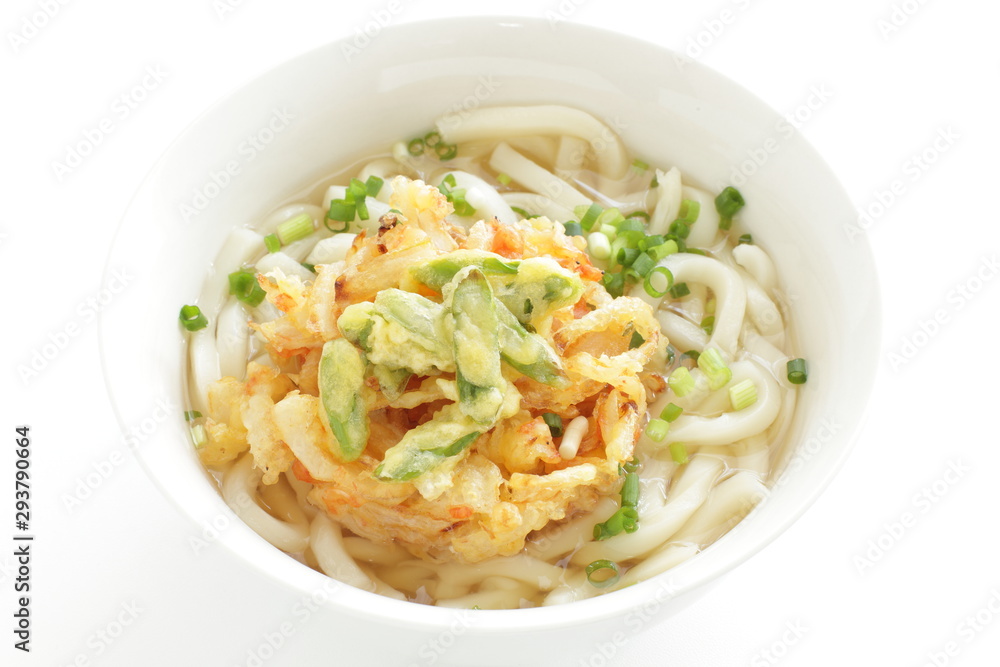 green asparagus Tempura and Udon noodles