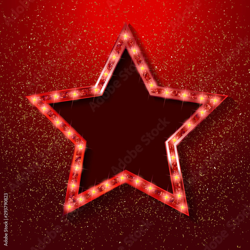 Gold star on a festive red star