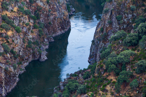 Douro river at the bottom of the escarpments in Douro International Natural Park
