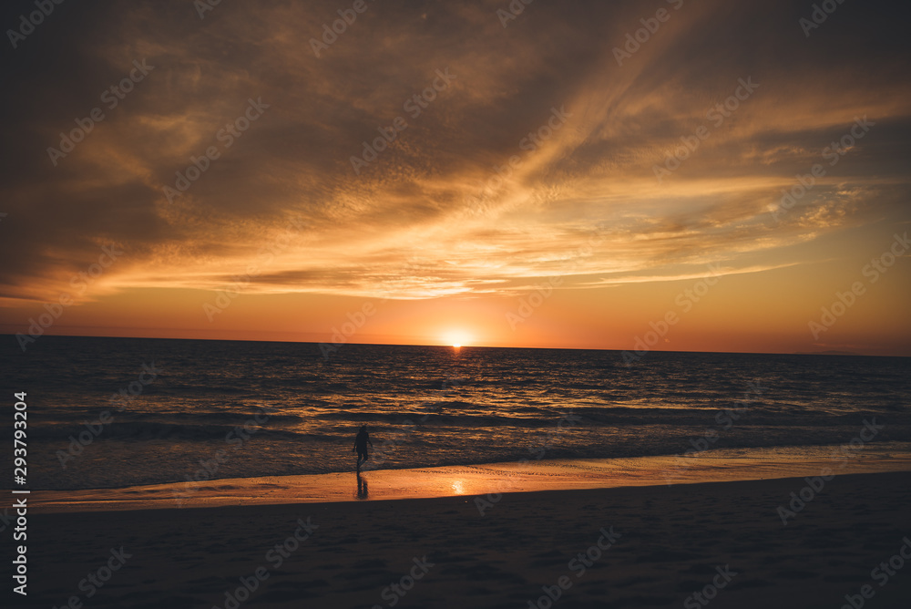 Sunset in Malibu Beach, USA