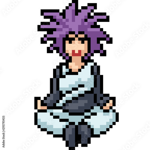 vector pixel art meditate cult