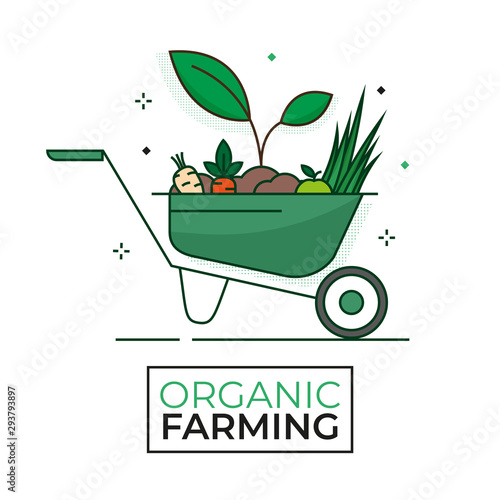 Tableau sur toile Harvesting food organic icon - Wheelbarrow - Organic Farming - Editable stroke