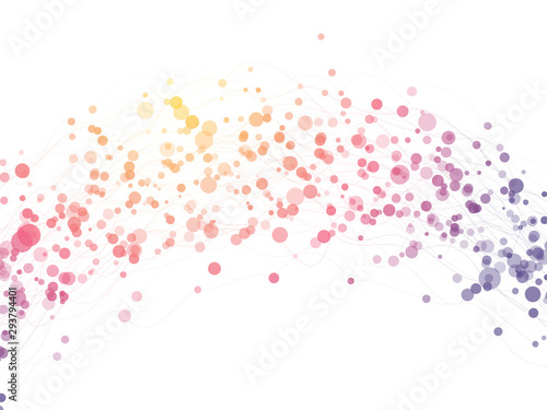 Abstract technology background trajectories and particles in color gradient