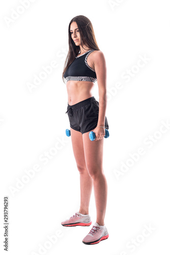 Side View Slim Young Athletic Girl Stock Photo 1388953775