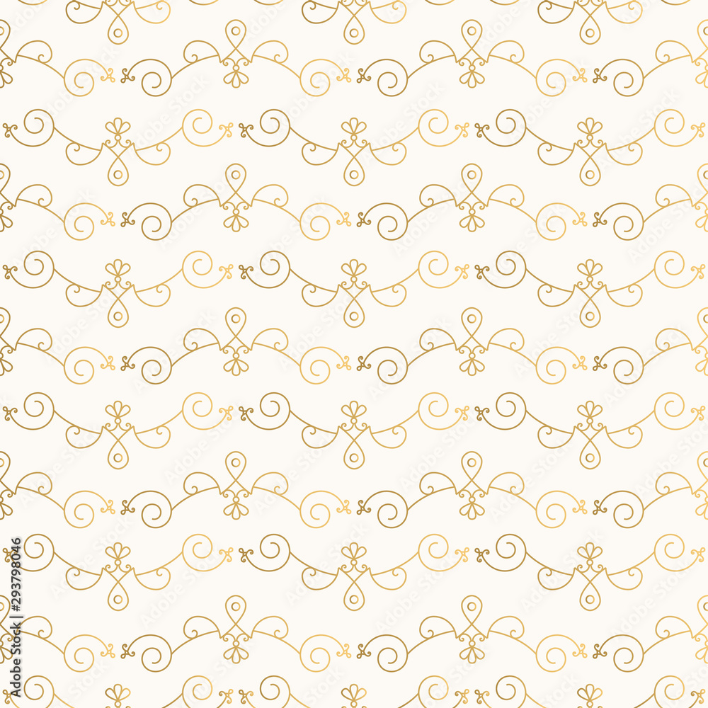 Vintage golden pattern with abstract flourish design elements. Vector illustration.