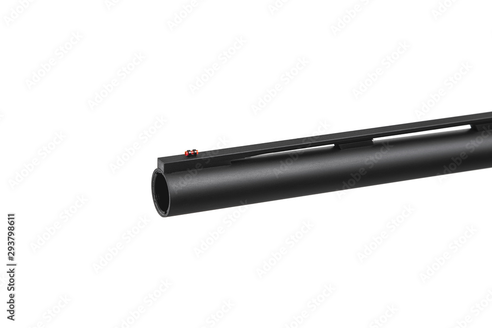 Modern semi-automatic left-handed shotgun isolate on white background. Modern weapons on a light background. Modern semi-automatic left-handed shotgun isolate on white background. Modern weapons on a light background.