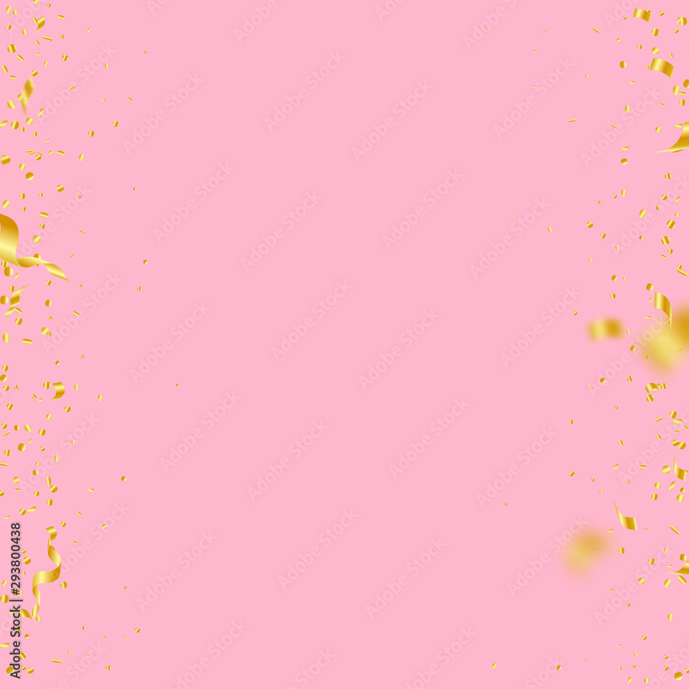 Streamers and confetti. Gold tinsel and foil ribbo Streamers and confetti. Gold tinsel and foil ribbo