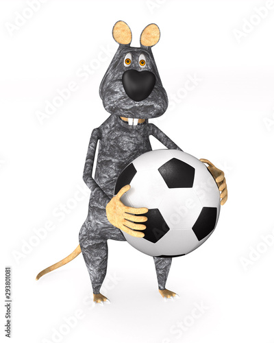 rat with soccer ball on whi...