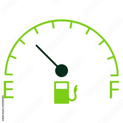 Eco Drive Green Energy Powered Car Fuel Gauge vector Icon photo