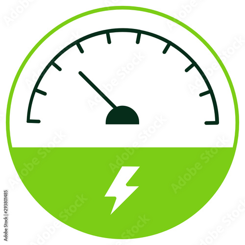 Power Volt Meter Green Energy Equipment Vector Icon Design