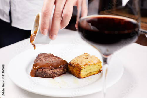 grilled steak with sauce