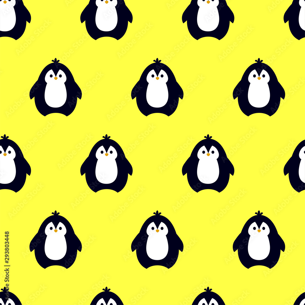 Cute penguin - seamless pattern. vector. kawaii Cute penguin - seamless pattern. vector. kawaii