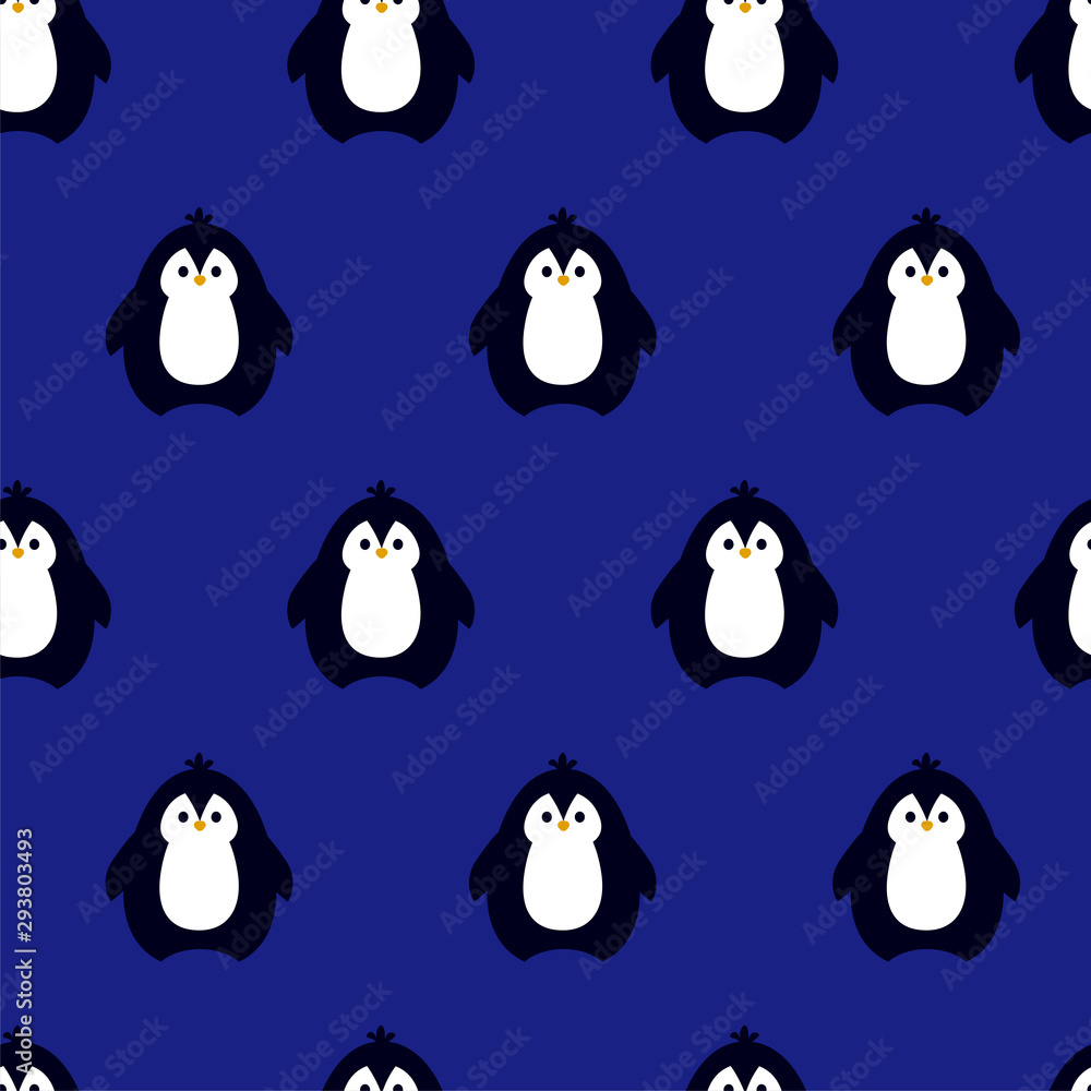 Cute penguin - seamless pattern. vector. kawaii Cute penguin - seamless pattern. vector. kawaii