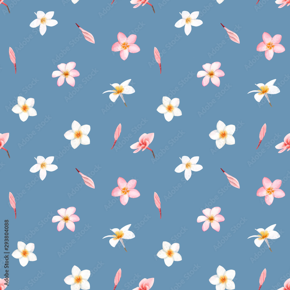 Obraz premium Watercolor orchid white flowers pattern