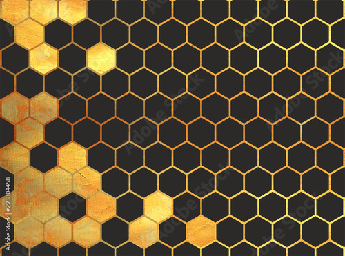 Honeycomb textured pattern  gold print